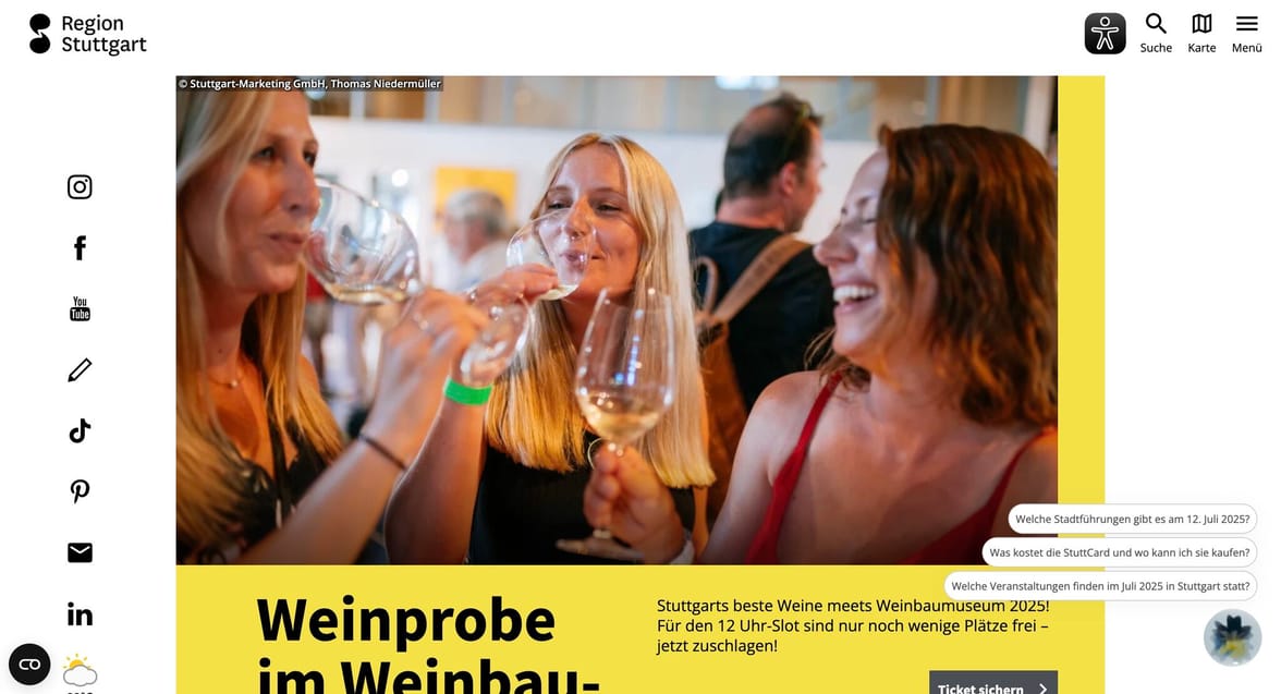 KI-basierte UX Experience für Stuttgarter Tourismus-Websites mit branchly
