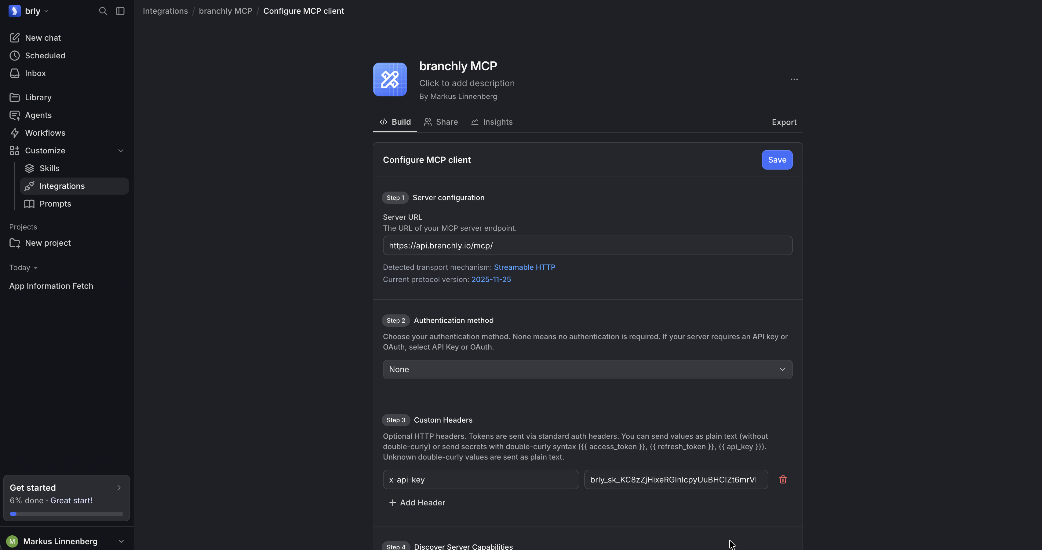 MCP-Client mit benutzerdefiniertem x-api-key-Header konfigurieren